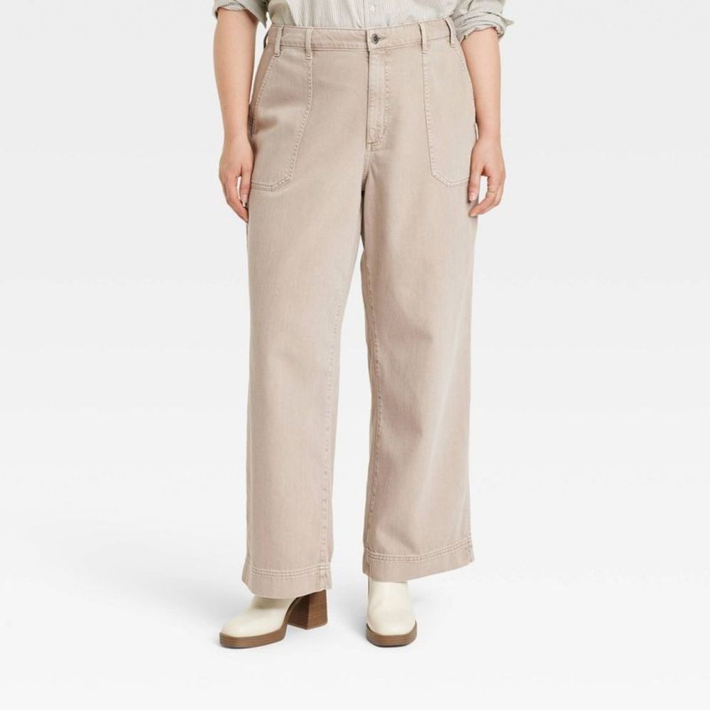 Women's High-Rise Wide Leg Jeans - Universal Thread Khaki Size 28